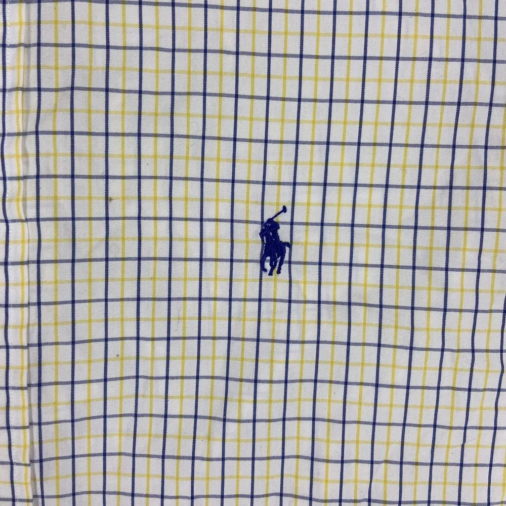 Vintage 90's Polo Ralph Lauren Oxford Button Down Size 16.5 34/35 Yellow Check